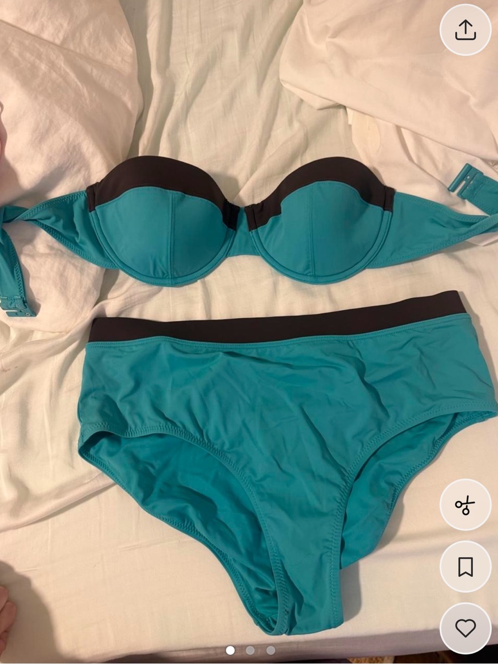STAUD Teal Bikini Set with Black Accents